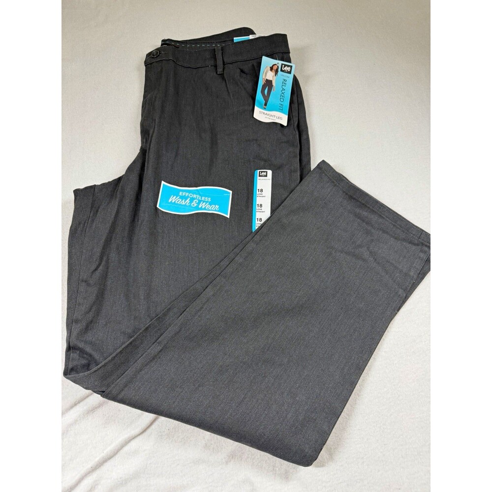 Lee Womens Pants Charcoal Heather Relaxed Fit Straight Leg Size 18 Long 485
